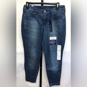 NWT Bandolino Lisbeth Curvy Skinny Crop Blue Jean Snap Hem Denim Sz 4 27" Inseam